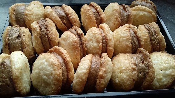 Keto Mocha-Espresso Macarons Cookies with Caramel Filling